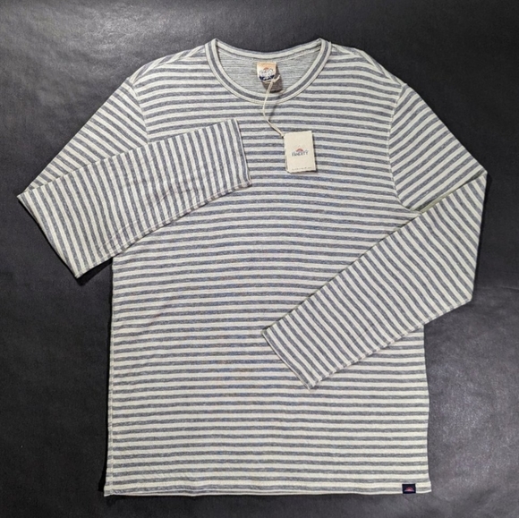 🆕️1 LEFT! Faherty Mens reversible Cloud Stone Peak Stripe Tee Shirt Pima Cotton - Picture 2 of 11